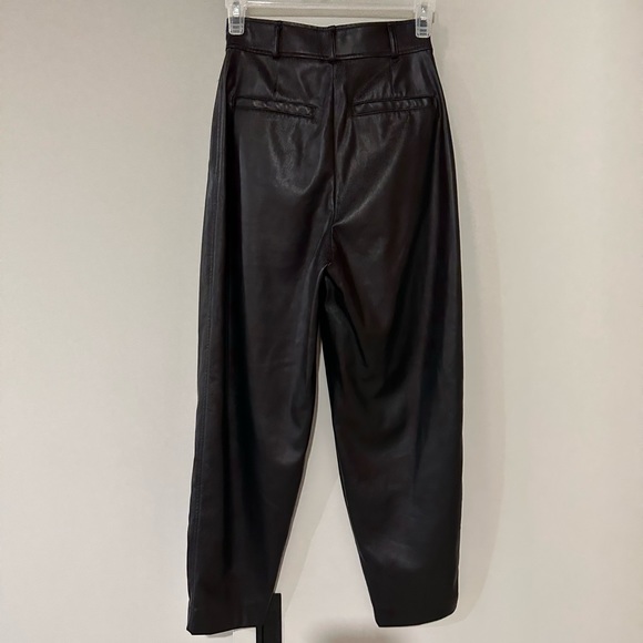 Aritzia Babaton Vegan Leather Trouser Pants - Black 00 - Picture 2 of 3